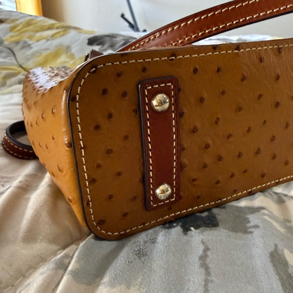 Dooney & Bourke Brown Ostrich-Embossed Tote - Picture 12 of 14